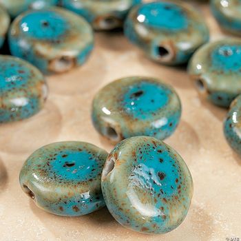 Flat Round Ceramic Beads - 13mm 